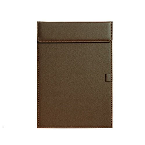 NJ OVERSEAS NJ Ultra Smooth PU Leather Clipboard, Business Meeting Conference Magnetic Writing Pad, A4 File Paper Clip Board Pad, Hotel Guest Room Paper Holder Hardboard with Pen Holder Loop: Brown - Image 1