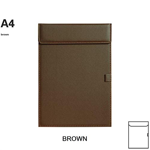 NJ OVERSEAS NJ Ultra Smooth PU Leather Clipboard, Business Meeting Conference Magnetic Writing Pad, A4 File Paper Clip Board Pad, Hotel Guest Room Paper Holder Hardboard with Pen Holder Loop: Brown - Image 2