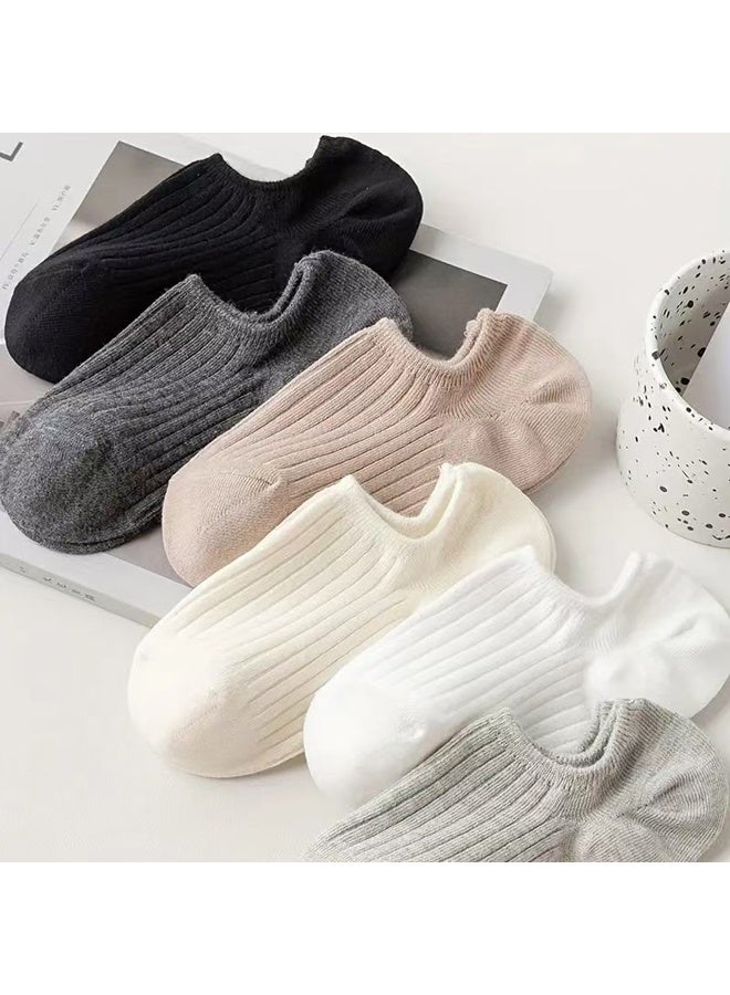 Zeemey 10 pairs set, multi-colored striped invisible boat socks, breathable short socks, versatile for everyday wear, prevents slipping - Image 4