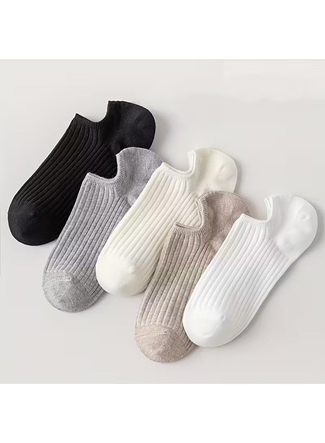Zeemey 10 pairs set, multi-colored striped invisible boat socks, breathable short socks, versatile for everyday wear, prevents slipping - Image 5
