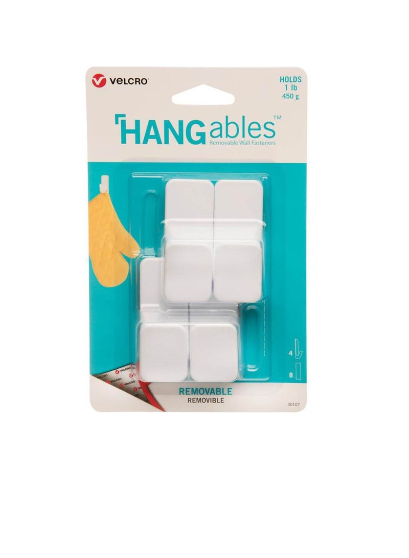 فيلكرو خطاف حائط قابل للإزالة أبيض 4 عبوات - Image 3