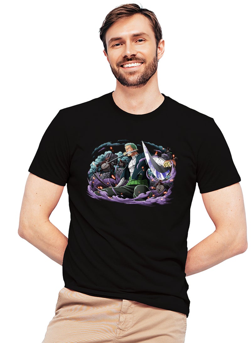 Fashion World Cotton T-shirt Printed with High-quality Anime One piece Roronoa Zoro  - Image 1