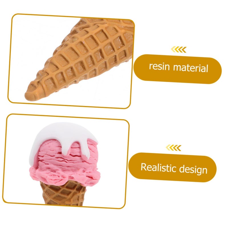 Realistic Faux Ice Cream Cone Models 2Pcs Artificial Dessert Prop for Decor Photography - Image 4