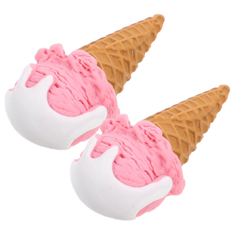 Realistic Faux Ice Cream Cone Models 2Pcs Artificial Dessert Prop for Decor Photography - Image 2