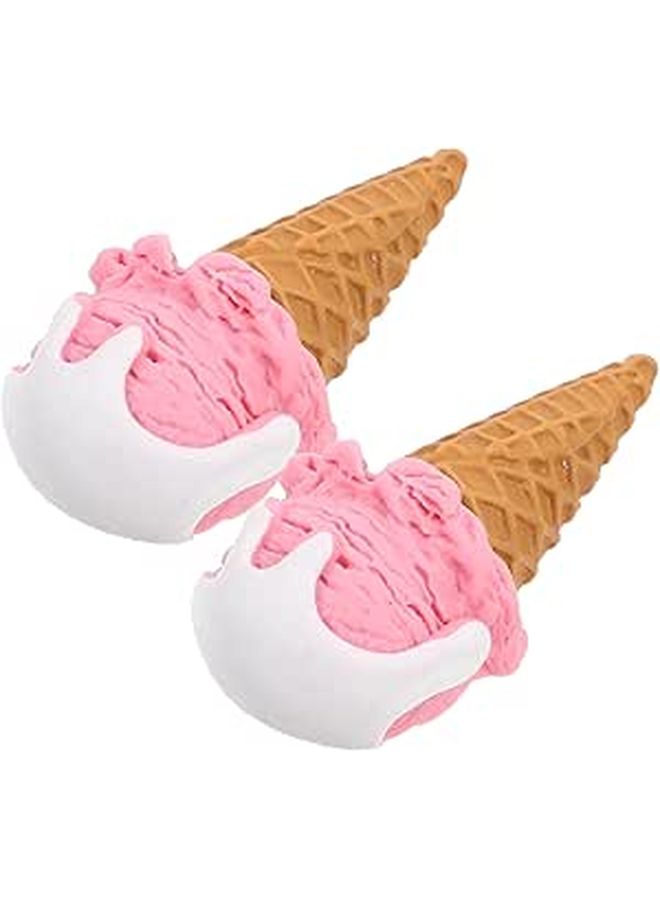 Realistic Faux Ice Cream Cone Models 2Pcs Artificial Dessert Prop for Decor Photography - Image 1