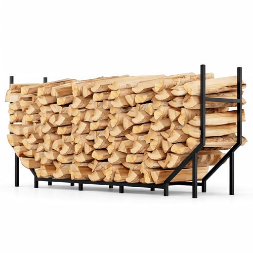 CADUKE 6 ft Firewood Rack Outdoor, Heavy Duty Metal Fire Wood Rack for 880LBS Capacity, 1/4 Cord Log Holder with 12 Support Legs for Patio, Porch and Indoor Fireplace - Image 1