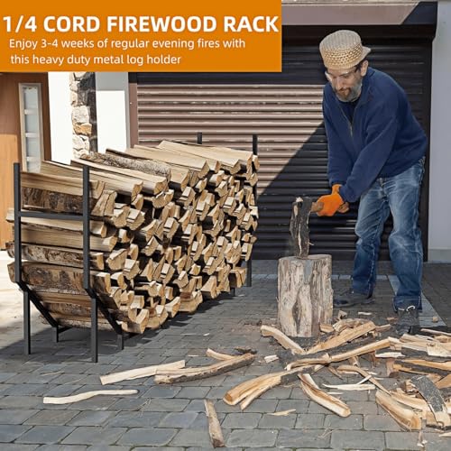 CADUKE 6 ft Firewood Rack Outdoor, Heavy Duty Metal Fire Wood Rack for 880LBS Capacity, 1/4 Cord Log Holder with 12 Support Legs for Patio, Porch and Indoor Fireplace - Image 4