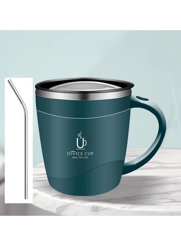 AROAQ Travel Coffee Cup, Hot and Cold High Capacity Travel Mug, Stainless Steel Reusable Leakproof Office Mug, Vacuum Insulated Double Wall Travel Tumbler for Hot Coffee, Green (with Stainless Steel Straw)  - Image 1