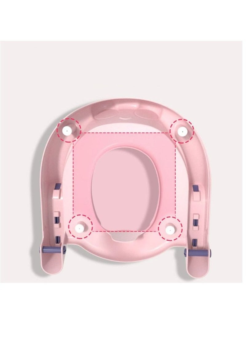 ASIV Boys Girls Potty Training Toilet Seat, Toddler Toilet Seat with Step Stool, Foldable Toddler Potty Training Toilet Seat, Non-slip Design, Height Adjustable (Purple and Pink)  - Image 4