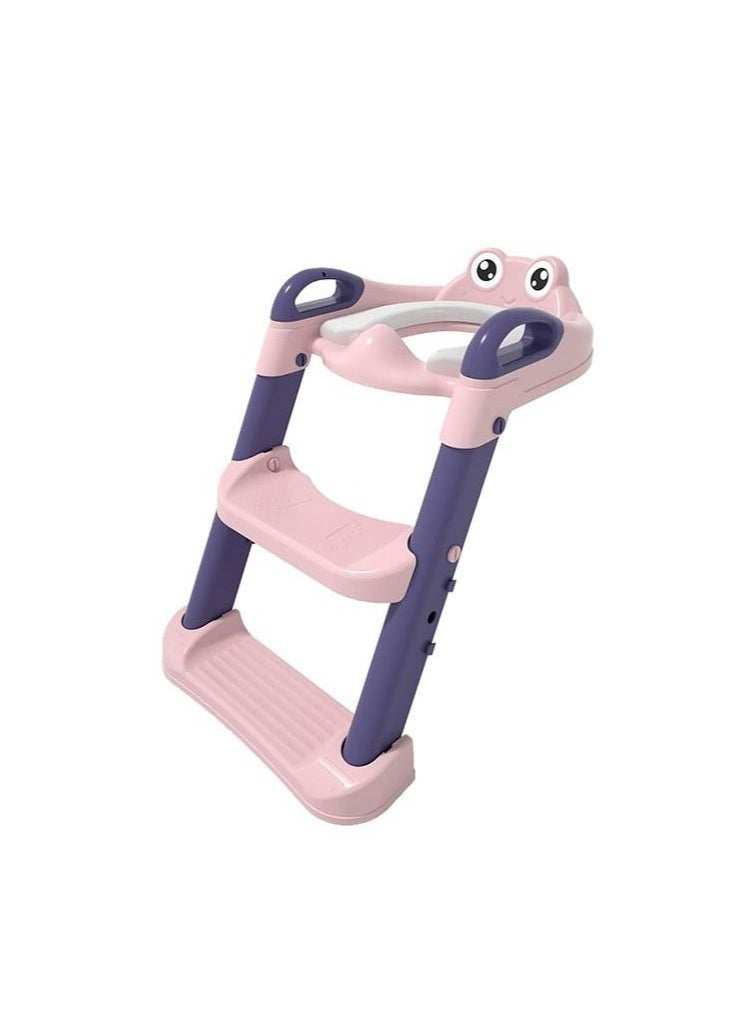 ASIV Boys Girls Potty Training Toilet Seat, Toddler Toilet Seat with Step Stool, Foldable Toddler Potty Training Toilet Seat, Non-slip Design, Height Adjustable (Purple and Pink)  - Image 2