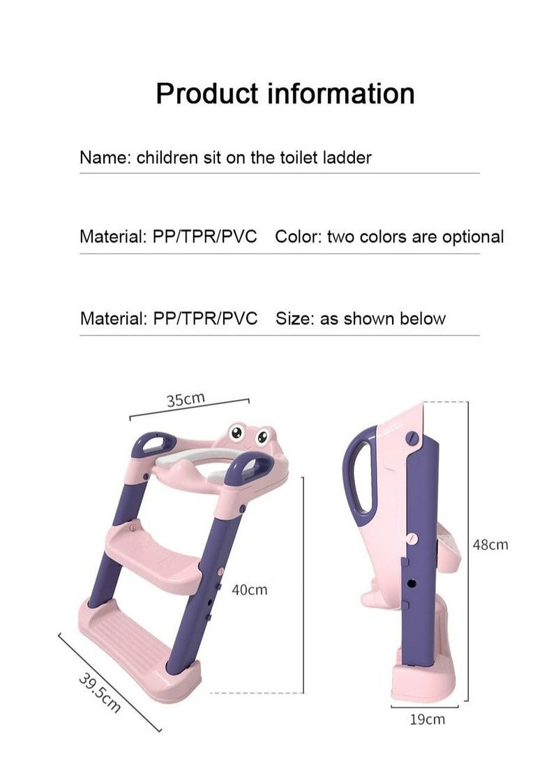 ASIV Boys Girls Potty Training Toilet Seat, Toddler Toilet Seat with Step Stool, Foldable Toddler Potty Training Toilet Seat, Non-slip Design, Height Adjustable (Purple and Pink)  - Image 3