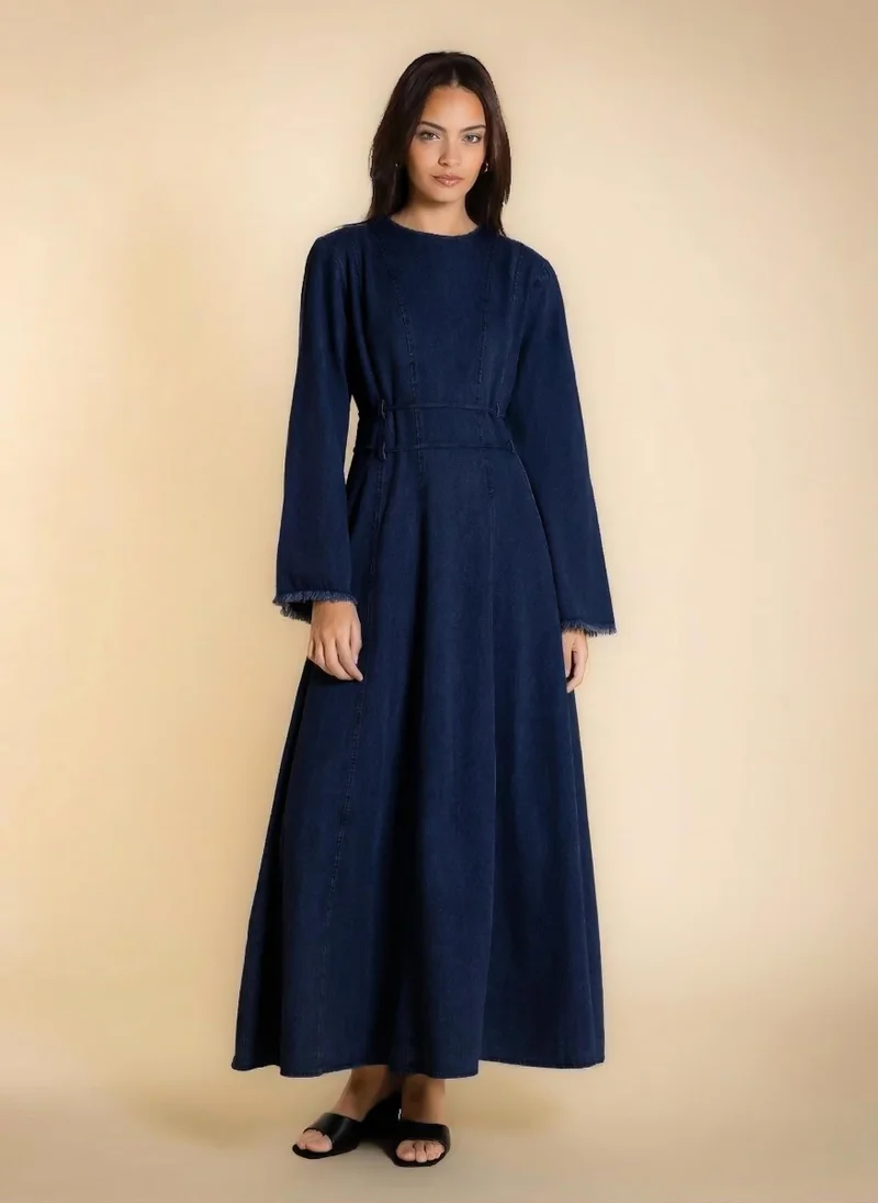 شايبس DETAILED DENIM MIDI DRESS