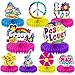 Tevxj 60s Hippie Party Honeycomb Centerpieces 70s Themed Party Supplies Table Decor Tie Dye Table Topper 9 Pieces Great for Birthday Baby Shower Groovy Decorations - Image 3