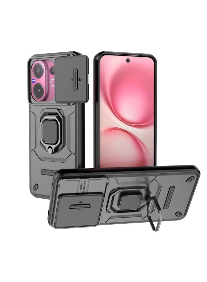 general Case Compatible with Vivo V60 5G Case, 360° Metal Ring Magnetic Kickstand Shell with Camera Lens Slide Cover Window, TPU+PC Armor Shockproof Protective Cover - Image 1