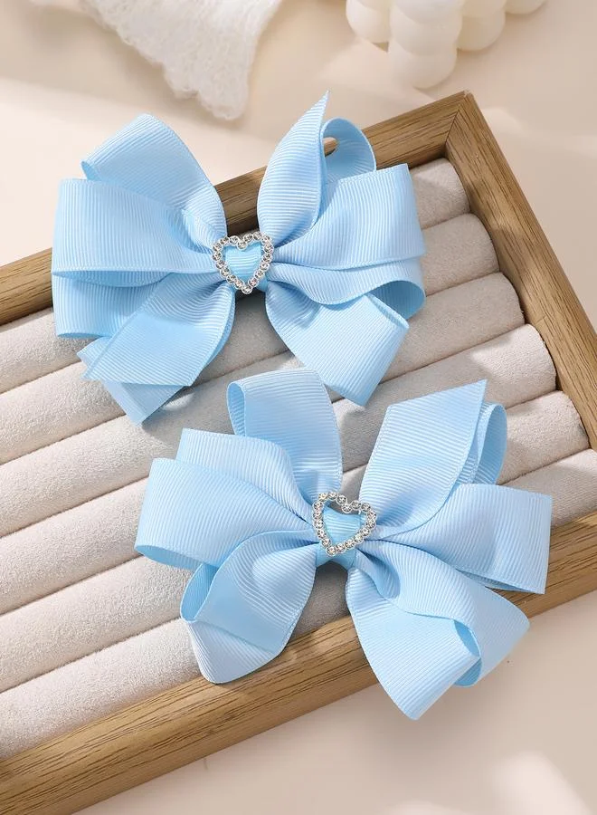 Take Two Set of 2 - Solid Heart Bow Hair Clips