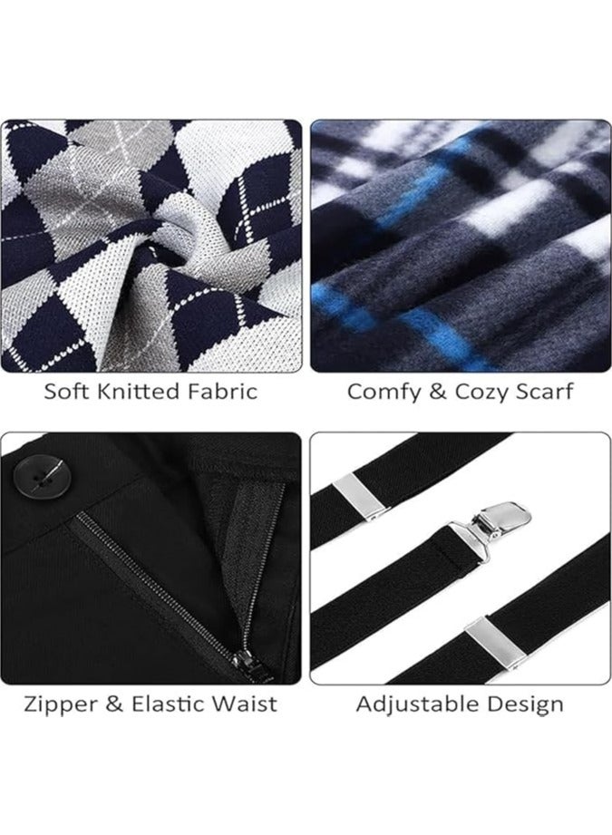 CMGTYYD 8 PCS Costume Dress Up, Kids Old Man Costume Set, Boy Cosplay Set, Costume Accessories with Vest, Costume Wig, Moustache, Eyebrows and Glasses, for Child Boy Cosplay - Image 3