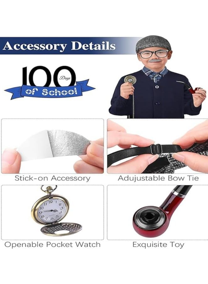 CMGTYYD 8 PCS Costume Dress Up, Kids Old Man Costume Set, Boy Cosplay Set, Costume Accessories with Vest, Costume Wig, Moustache, Eyebrows and Glasses, for Child Boy Cosplay - Image 5