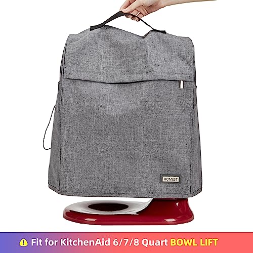 HOMEST Stand Mixer Dust Cover Compatible with KitchenAid 6/7/8 Quart Bowl Lift, Zipper Pocket for Various Kitchen Appliance Accessories, Grey (Patent Design) - Image 2