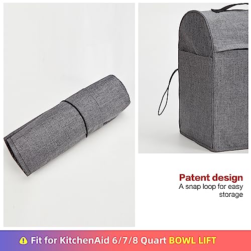 HOMEST Stand Mixer Dust Cover Compatible with KitchenAid 6/7/8 Quart Bowl Lift, Zipper Pocket for Various Kitchen Appliance Accessories, Grey (Patent Design) - Image 5