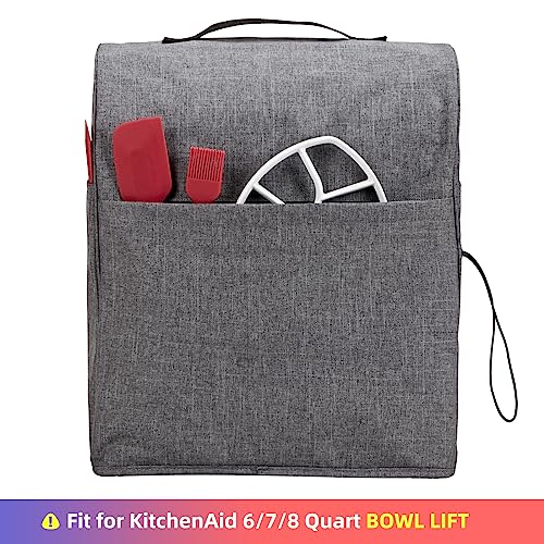 HOMEST Stand Mixer Dust Cover Compatible with KitchenAid 6/7/8 Quart Bowl Lift, Zipper Pocket for Various Kitchen Appliance Accessories, Grey (Patent Design) - Image 4