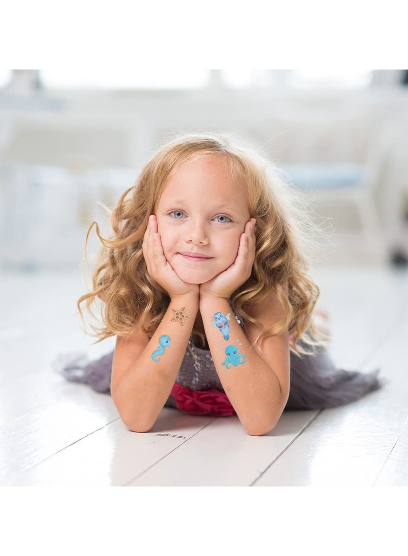 SYOSI 140 Pcs Kids Temporary Tattoo Stickers Cute Cartoon Glitter Children's Waterproof Temporary Tattoo Toys Face Tattoo Stickers Girls Boys Theme Party Birthday Gifts Supplies Decorations - Image 4