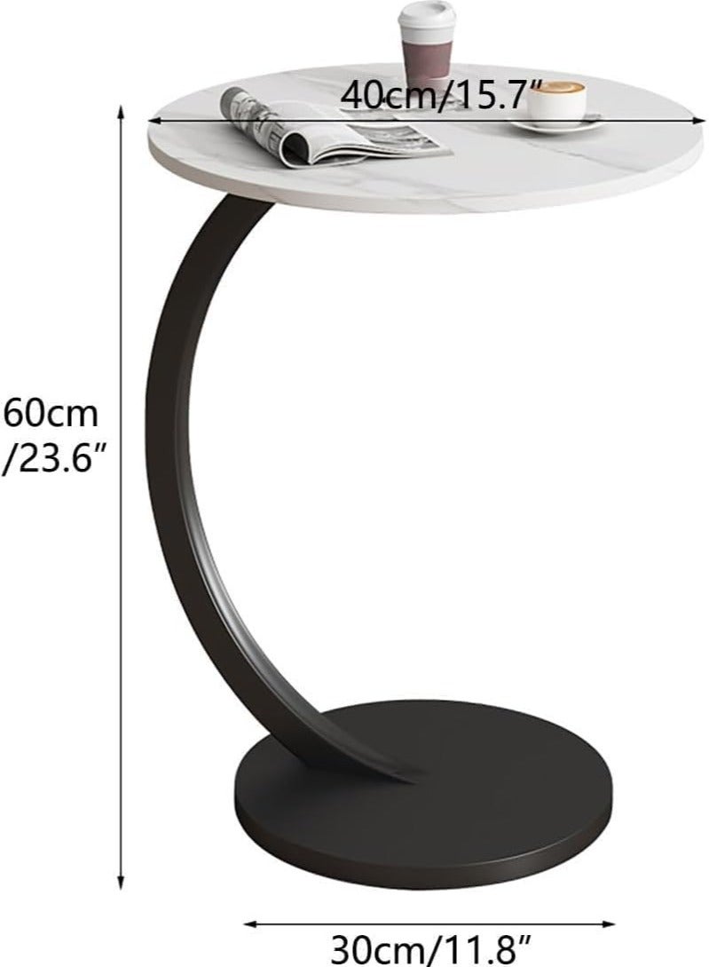 Decorhills White C-Shaped End Table for Sofa & Bed, Compact Coffee Table with Waterproof & Rustproof Surface, Space-Saving Design, Easy Assembly, Modern Side Table for Living Room, Bedroom & Office – Manual Assembling Required - Image 2