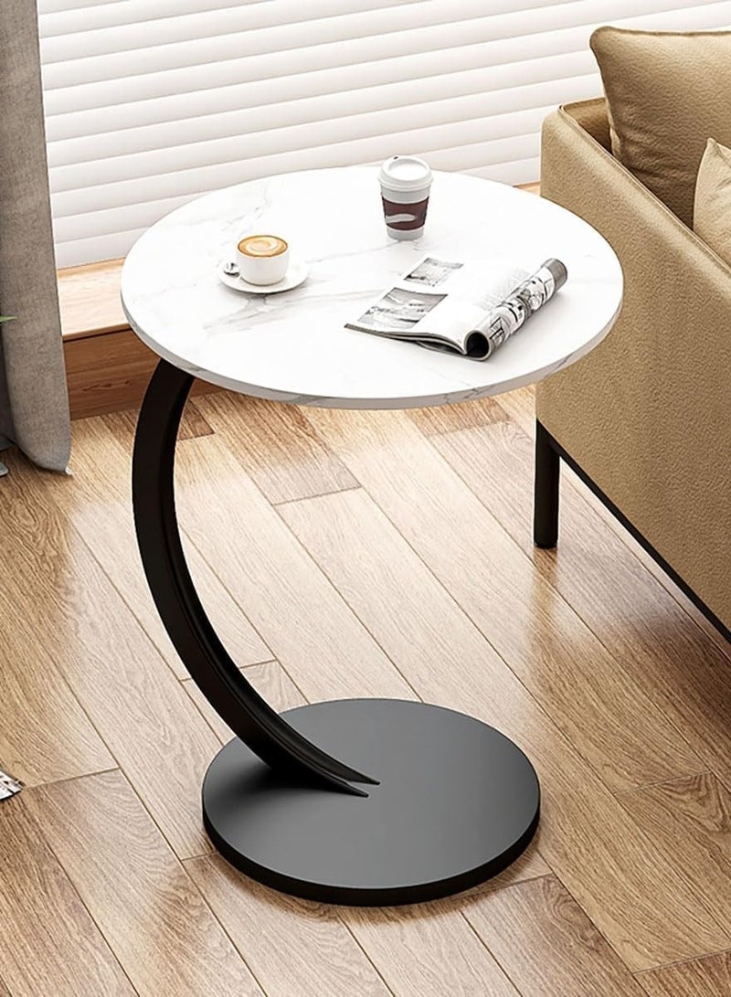 Decorhills White C-Shaped End Table for Sofa & Bed, Compact Coffee Table with Waterproof & Rustproof Surface, Space-Saving Design, Easy Assembly, Modern Side Table for Living Room, Bedroom & Office – Manual Assembling Required - Image 3