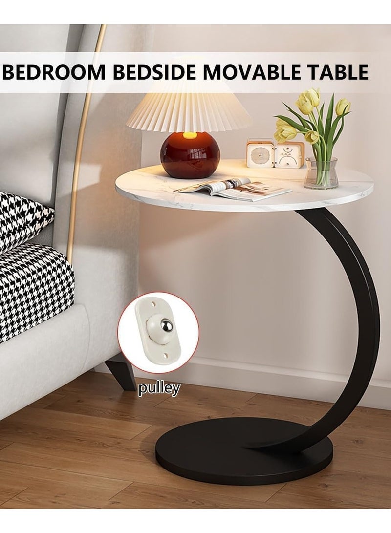 Decorhills White C-Shaped End Table for Sofa & Bed, Compact Coffee Table with Waterproof & Rustproof Surface, Space-Saving Design, Easy Assembly, Modern Side Table for Living Room, Bedroom & Office – Manual Assembling Required - Image 4