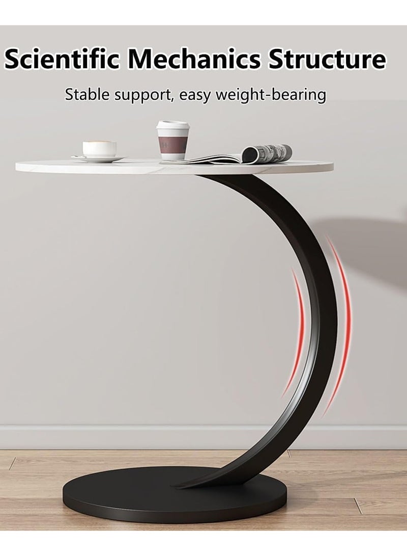 Decorhills White C-Shaped End Table for Sofa & Bed, Compact Coffee Table with Waterproof & Rustproof Surface, Space-Saving Design, Easy Assembly, Modern Side Table for Living Room, Bedroom & Office – Manual Assembling Required - Image 5