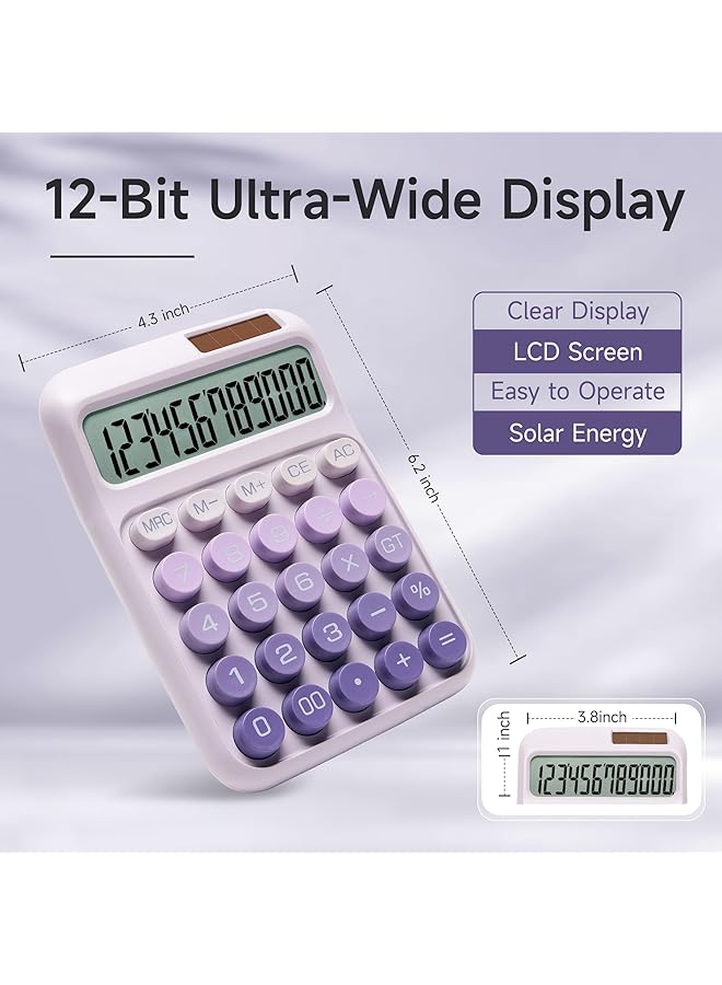 erorex Desk Calculator With Easy To Read Large Lcd Display Solar And Battery Dual Power Desktop Calculators For Office And Study Ombre Purple - Image 5