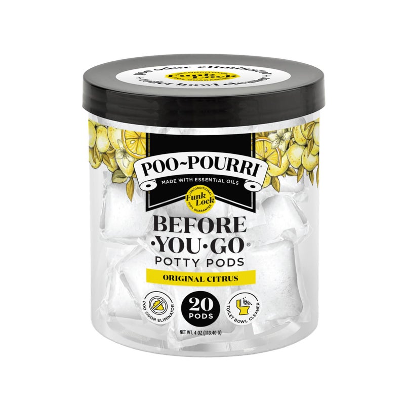 بوو - بوري Before-You-Go Potty Pods, Original Citrus, 20 Count Toilet Pod - Lemon, Bergamot and Lemongrass - Image 1