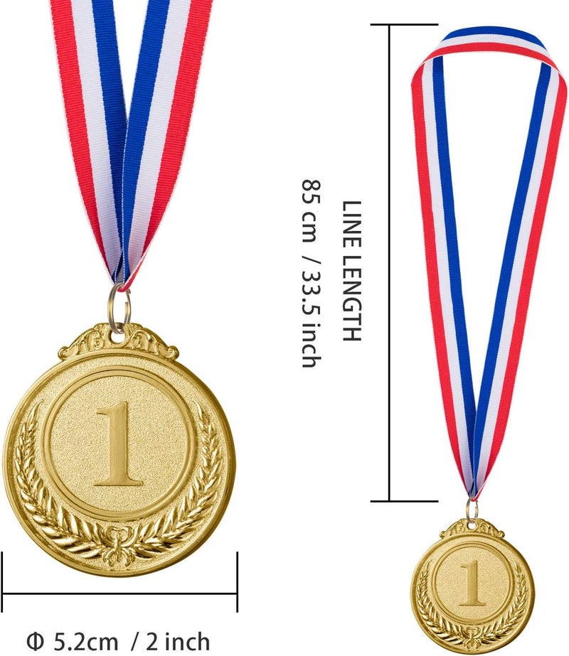 favide 12 Pieces Gold Silver Bronze Award Medals-Winner Medals Gold Silver Bronze Prizes for Competitions, Party,Olympic Style, 2 Inches - Image 2