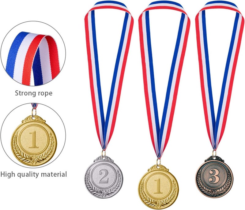 favide 12 Pieces Gold Silver Bronze Award Medals-Winner Medals Gold Silver Bronze Prizes for Competitions, Party,Olympic Style, 2 Inches - Image 4