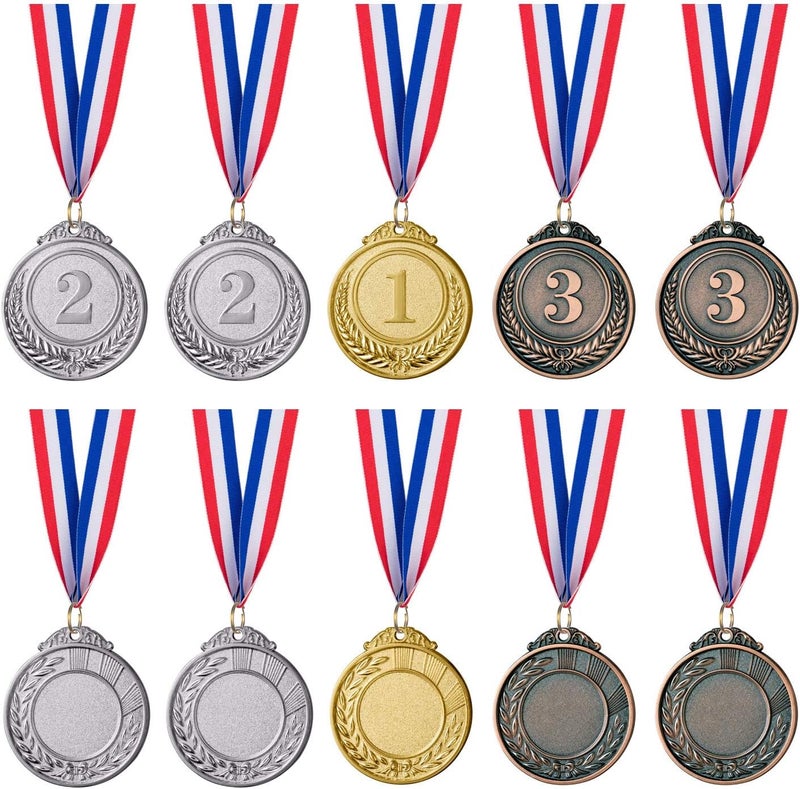 favide 12 Pieces Gold Silver Bronze Award Medals-Winner Medals Gold Silver Bronze Prizes for Competitions, Party,Olympic Style, 2 Inches - Image 3