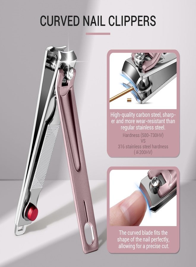 MelodySusie Nail Clippers Set, Ultra Sharp Toenail Clippers with Glass Nail File, 3 in 1 Stainless Steel Nail Clippers for Men Women, Fingernail Clipper Nail Cutter Manicure Set, Pink - Image 3