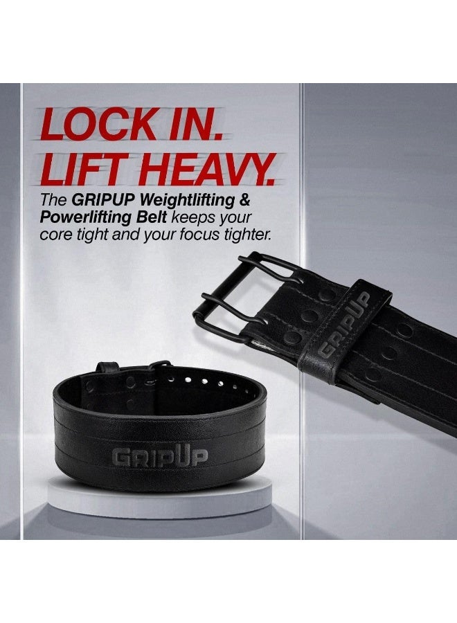 rayihni Powerlifting Belt 10mm Thick Genuine Leather 4” Heavy Weight lifting Gym Belt Back Support Strength Training Squats Workouts Fitness Weightlifting Bodybuilding Deadlifts Men Women - Image 3