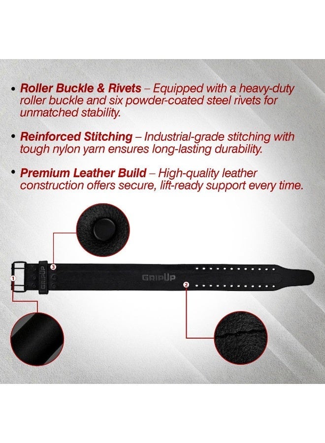 rayihni Powerlifting Belt 10mm Thick Genuine Leather 4” Heavy Weight lifting Gym Belt Back Support Strength Training Squats Workouts Fitness Weightlifting Bodybuilding Deadlifts Men Women - Image 4