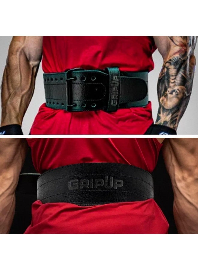 rayihni Powerlifting Belt 10mm Thick Genuine Leather 4” Heavy Weight lifting Gym Belt Back Support Strength Training Squats Workouts Fitness Weightlifting Bodybuilding Deadlifts Men Women - Image 5