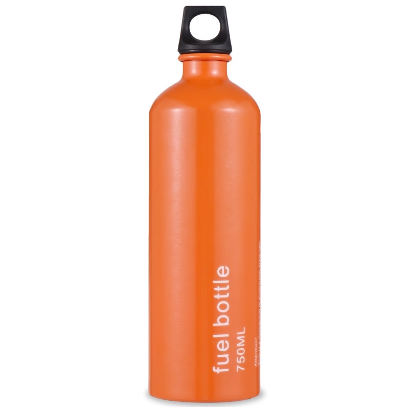 Fuel Storage Bottle: 1 Orange Aluminum Alloy Seamless Leak-Proof Bottle - Portable Ring Handle Petrol Tank for Outdoor Hiking Camping Mountaineering Cooking - Image 1