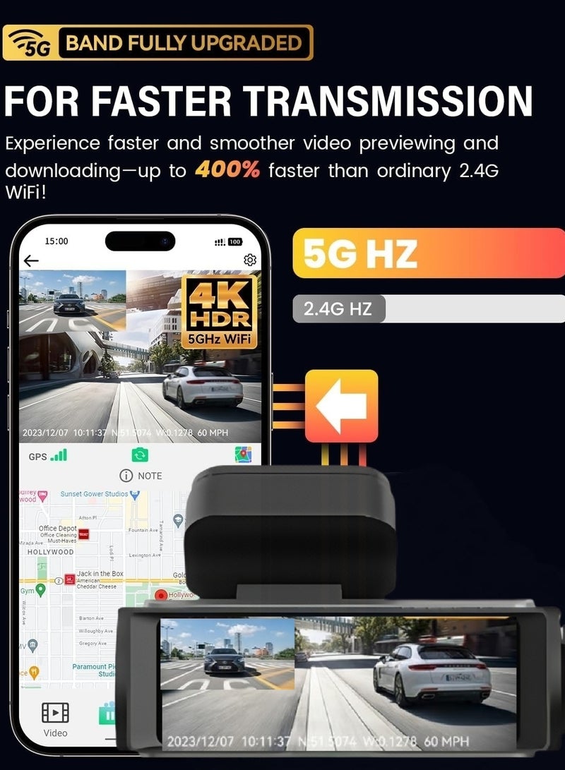 Generic Dash Cam 4K Front, Built-in WiFi Dash Camera for Cars, GPS,3''IPS Screen Dashcam with APP, 170°Wide Angle, 24H Parking Monitor, Night Vision, WDR, G-Sensor, Free 128G SD Card  - Image 3