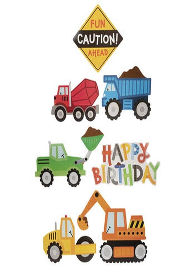 Show-Offs Construction Birthday Party Cutouts - 14 Pieces, Red, Green, Blue, Paper & Metal, Cartoon Pattern - Image 1