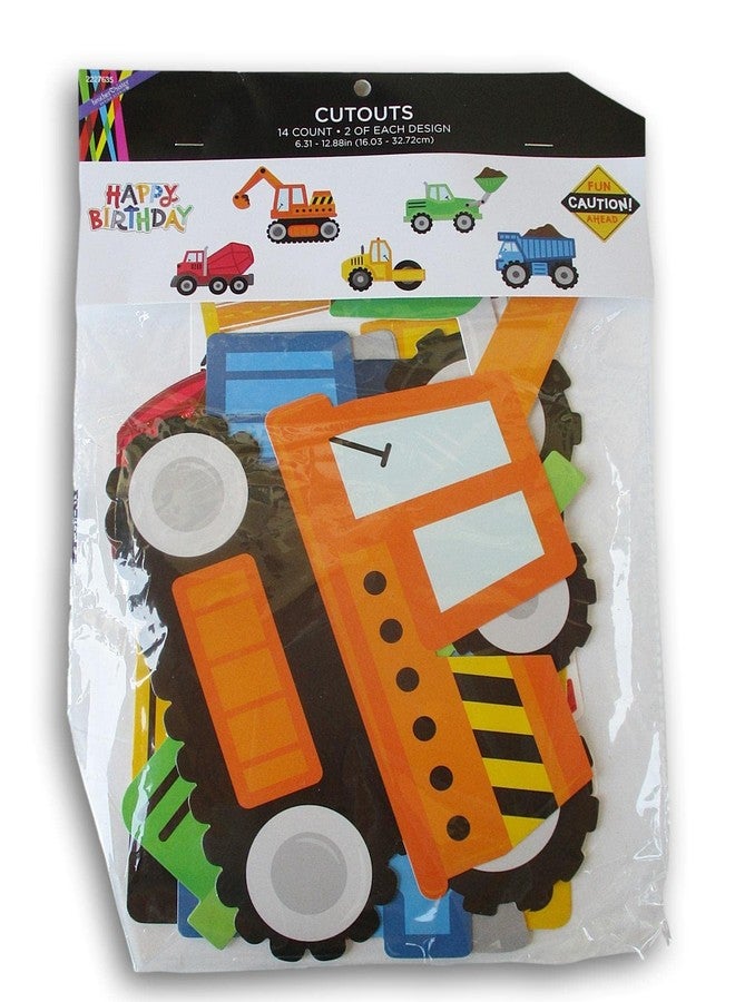 Show-Offs Construction Birthday Party Cutouts - 14 Pieces, Red, Green, Blue, Paper & Metal, Cartoon Pattern - Image 3