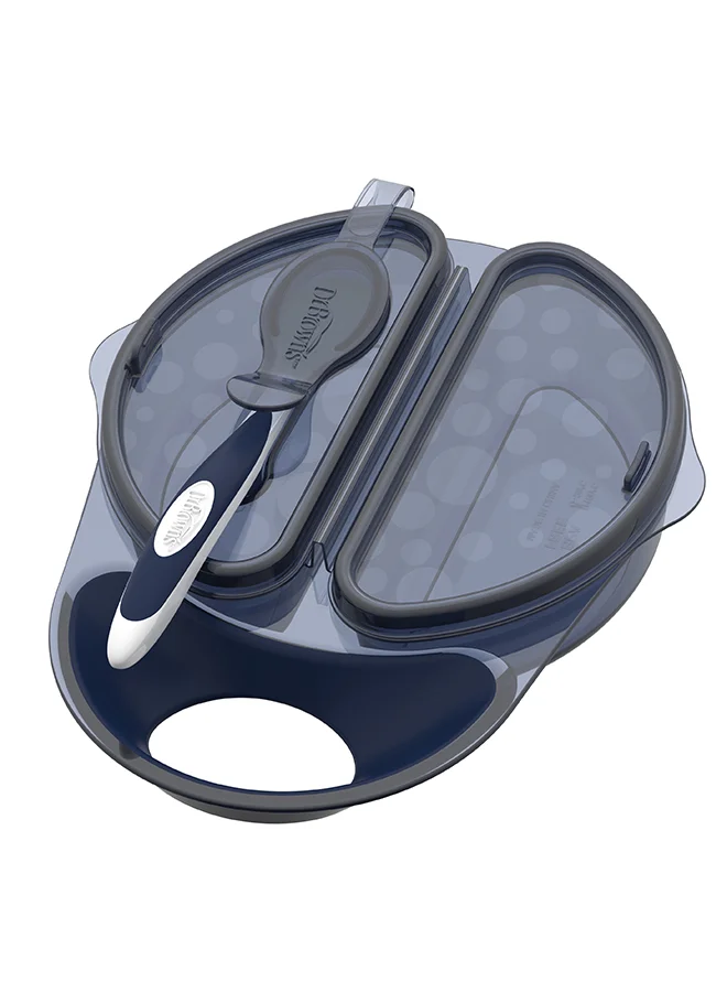 دكتور براونز Travel Fresh™ Bowl & Snap-in Spoon, Dark Blue, 1-Pack