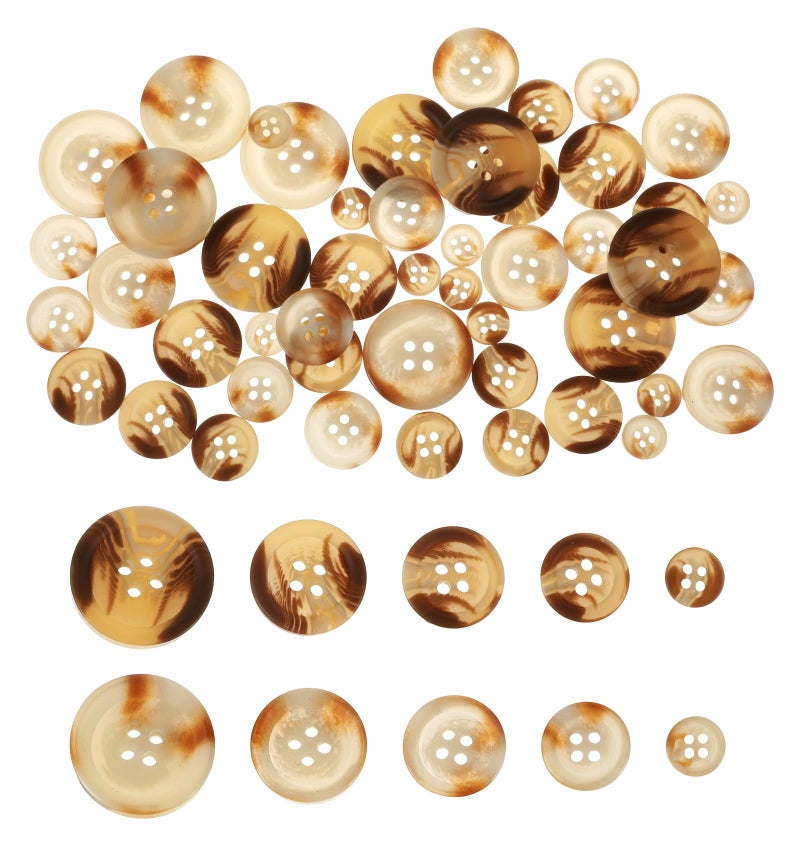Thrymme 50 Pcs Buttons for Clothes 4 Sizes Brown Buttons Button for Clothes Coats Sweaters Sewing Crafts ClothesDecorations Brown - Image 3