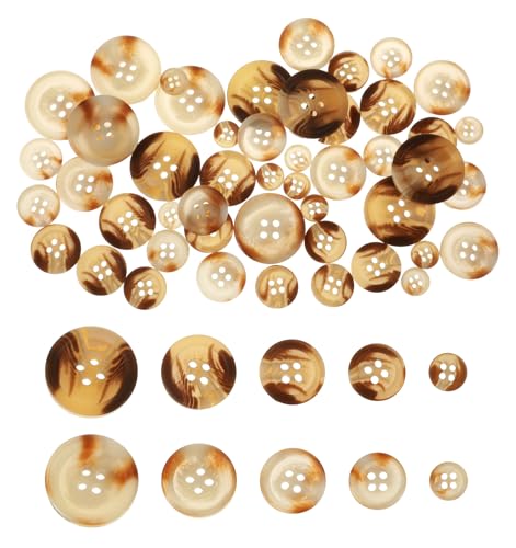 Thrymme 50 Pcs Buttons for Clothes 4 Sizes Brown Buttons Button for Clothes Coats Sweaters Sewing Crafts ClothesDecorations Brown - Image 1