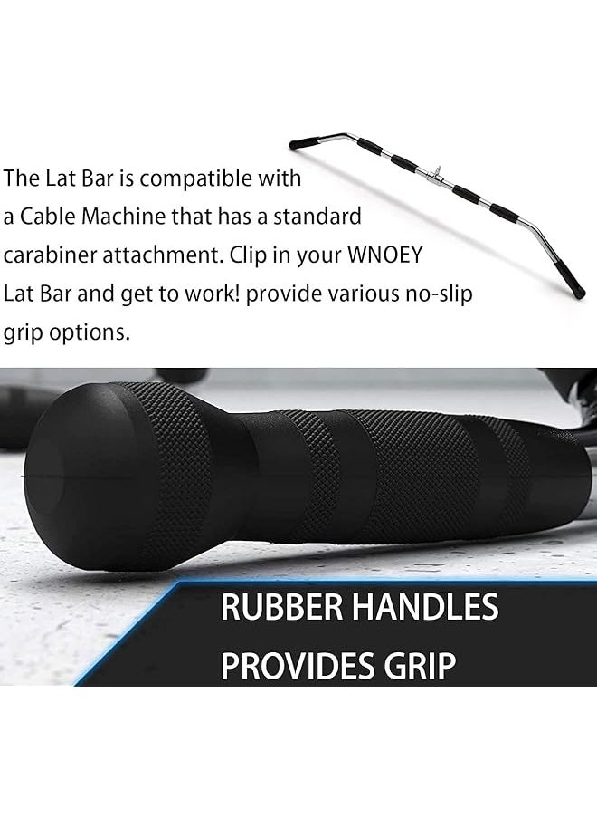 erorex Lat Bar Cable Attachment With Rubber Handgrips, Deluxe Heavy Duty Solid Curl Bar Revolving Hanger Home Gym Cable Attachments (48 In Lat Bar)  - Image 3
