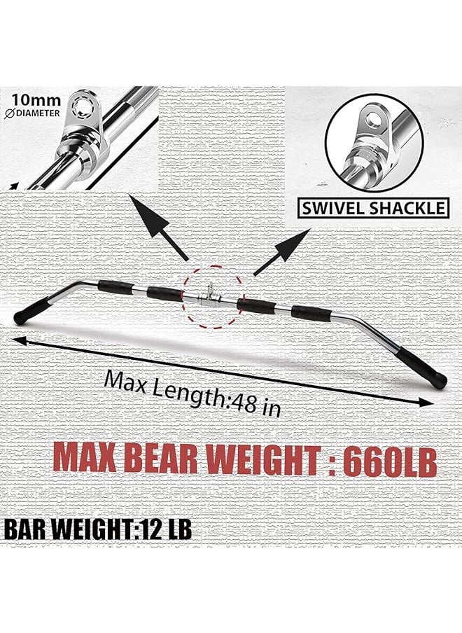 erorex Lat Bar Cable Attachment With Rubber Handgrips, Deluxe Heavy Duty Solid Curl Bar Revolving Hanger Home Gym Cable Attachments (48 In Lat Bar)  - Image 2