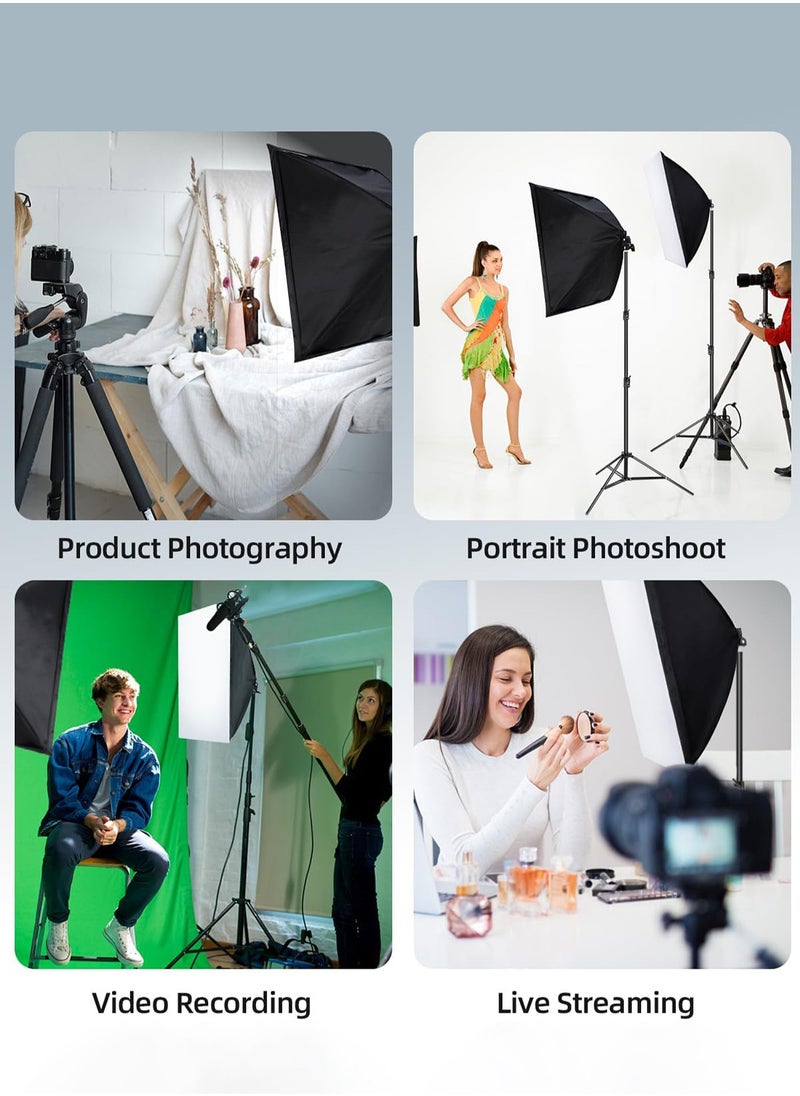 Mi VAZA - Photography Fill Light Set - Studio Photography Lighting Kit - 135W Light Bulb - 2X2m Background Stand - Softbox Lighting Kit - 3PCS Backdrops (White/Black/Green) Screen for Photo, Video, Portrait and Live - Image 1