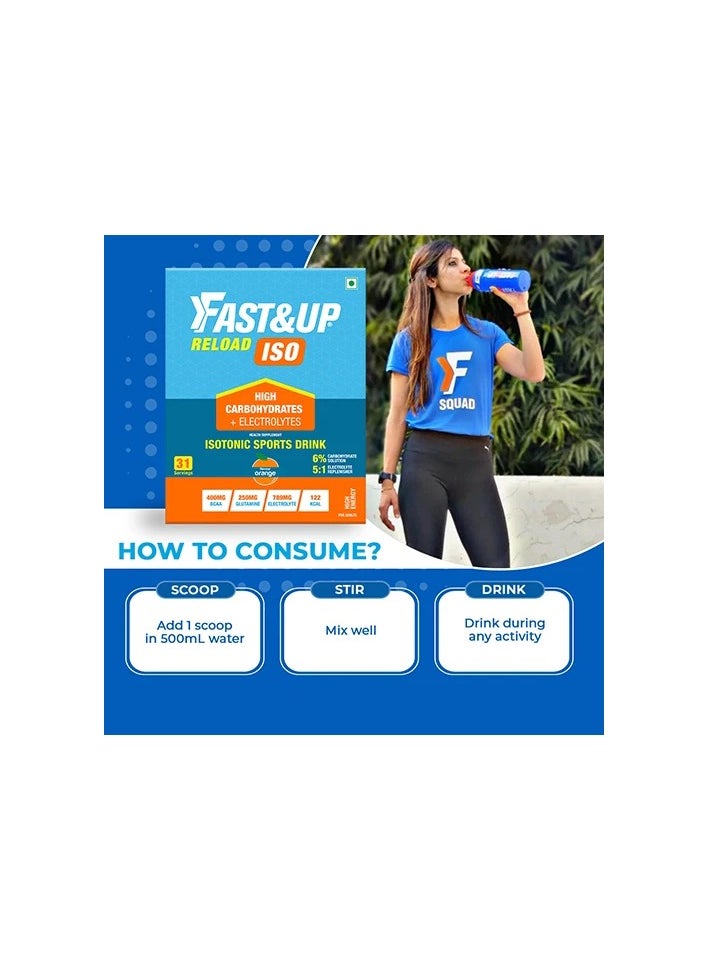 FAST&UP Reload Iso  Isotonic Electrolytes (Pack Of 31) 32 Grams Each Orange  - Image 2