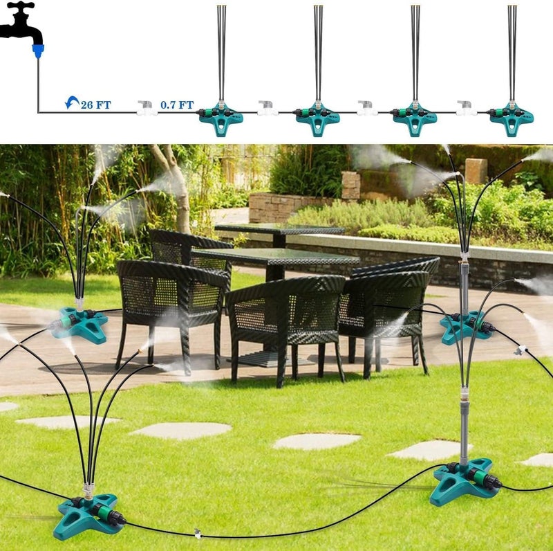 Excefore Standing Misting Cooling System, Standing Misters for Outside Patio, 8M Hose + 4 Brass Nozzles Portable Water Mister Outdoor, Suitable for Cooling, Garden Watering, Outdoor, Beach, BBQ - Image 5